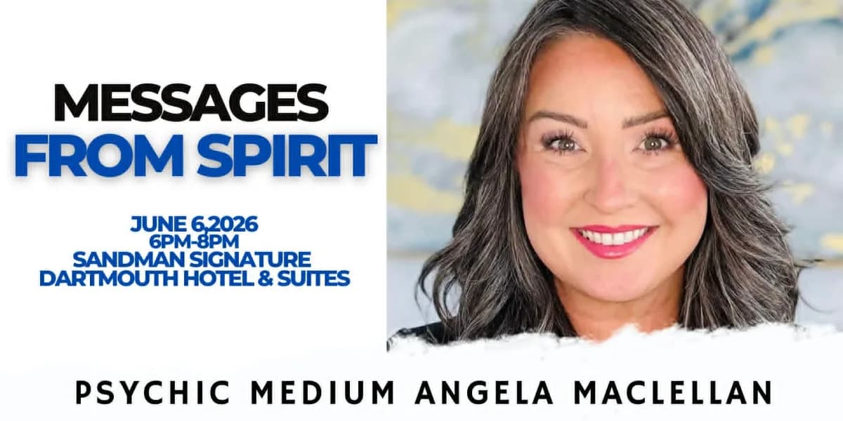 Messages from Spirit with Angela MacLellan Dartmouth event poster
