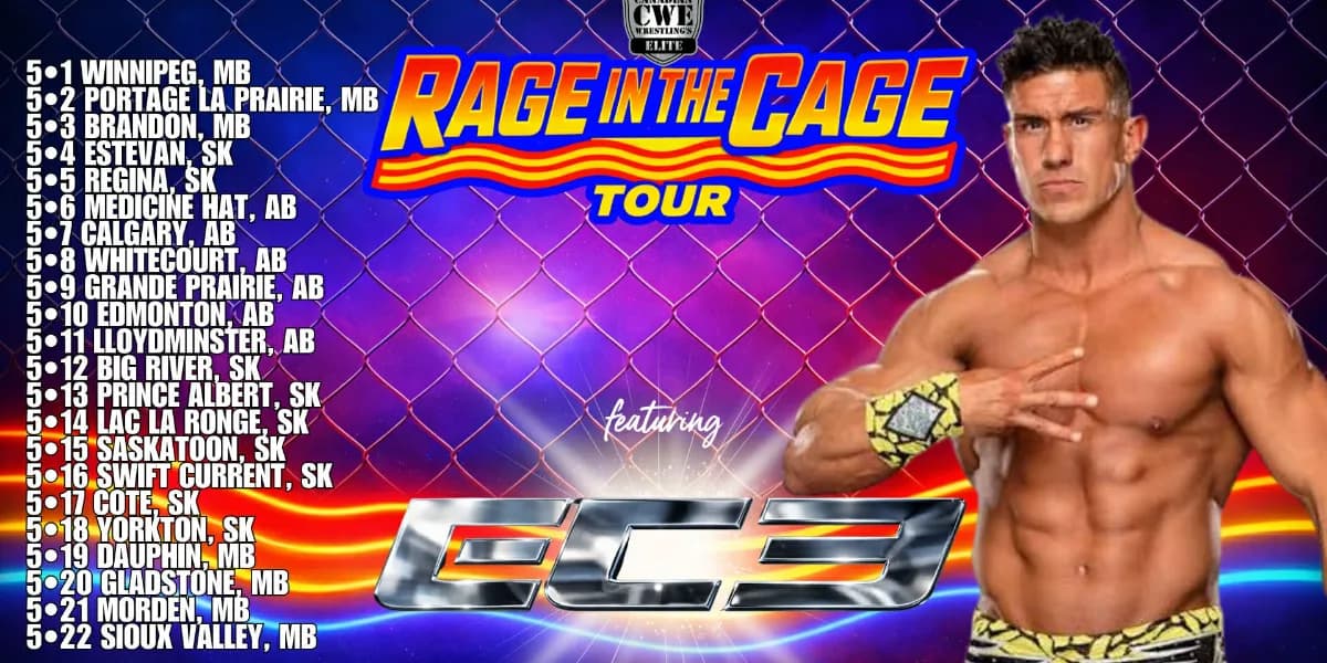 CWE Presents The Rage In The Cage Tour event poster