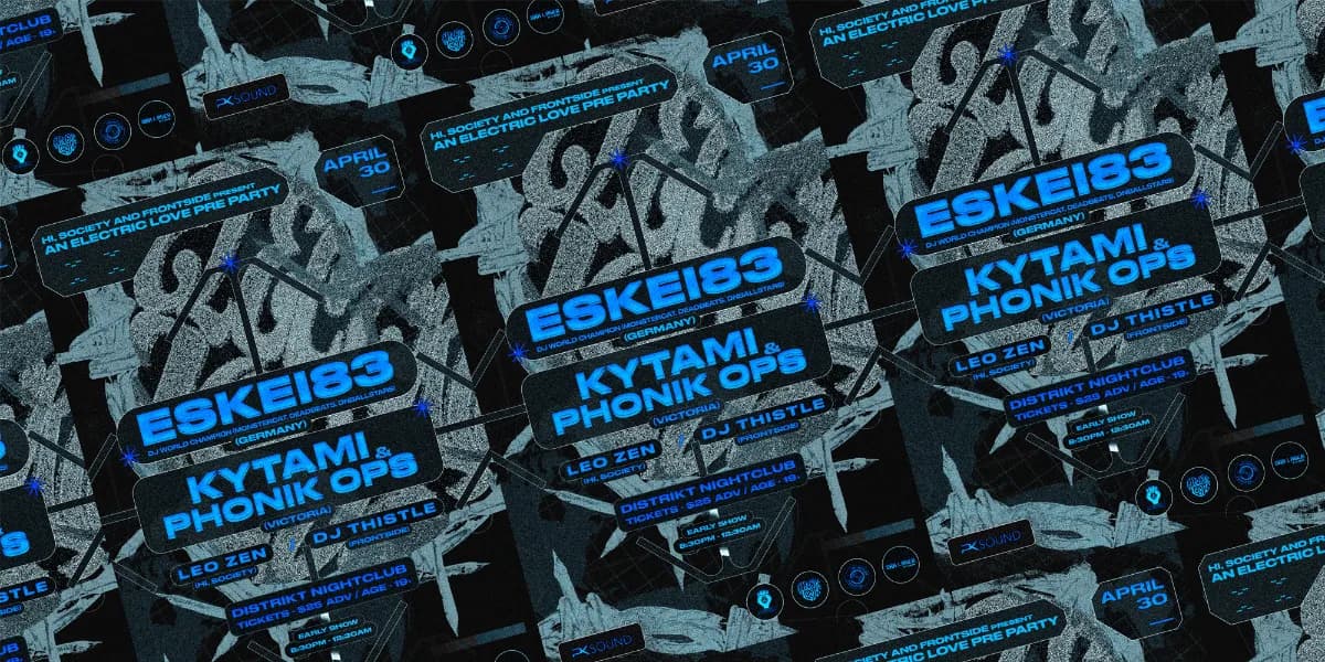 Hi, Society & Frontside Present: ESKEI83 w/ Kytami & Phonix Ops - EL Pre Party event poster