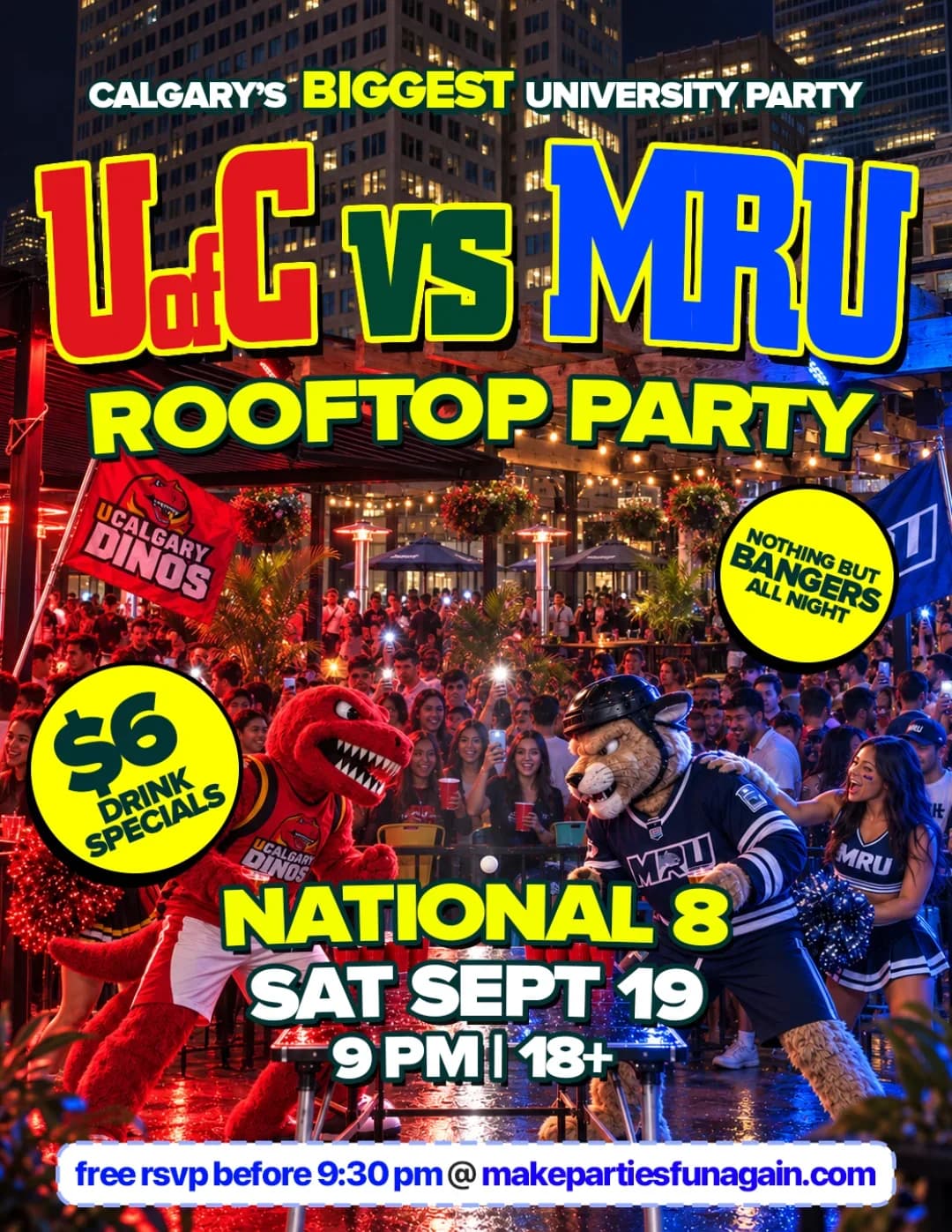 UofC vs MRU Rooftop Party at National 8 Calgary event poster