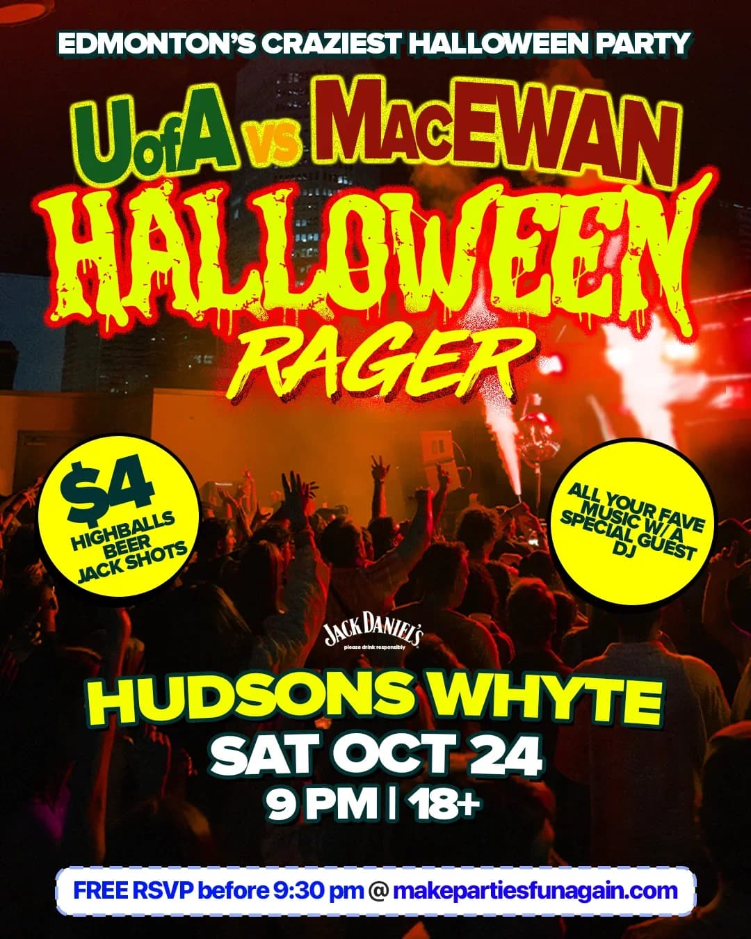 UofA vs MacEwan Halloween @ Hudsons Whyte Edmonton event poster