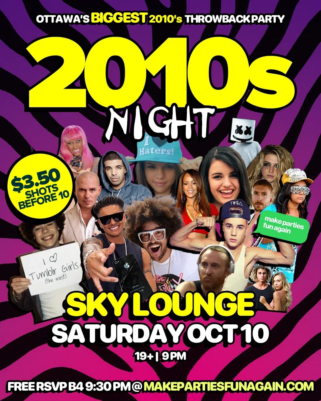 2010s Night at Sky Lounge Ottawa event poster