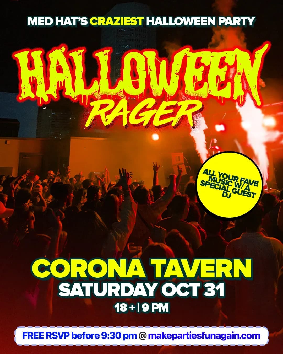 Medicine Hat Halloween Rager @ Corona Tavern event poster