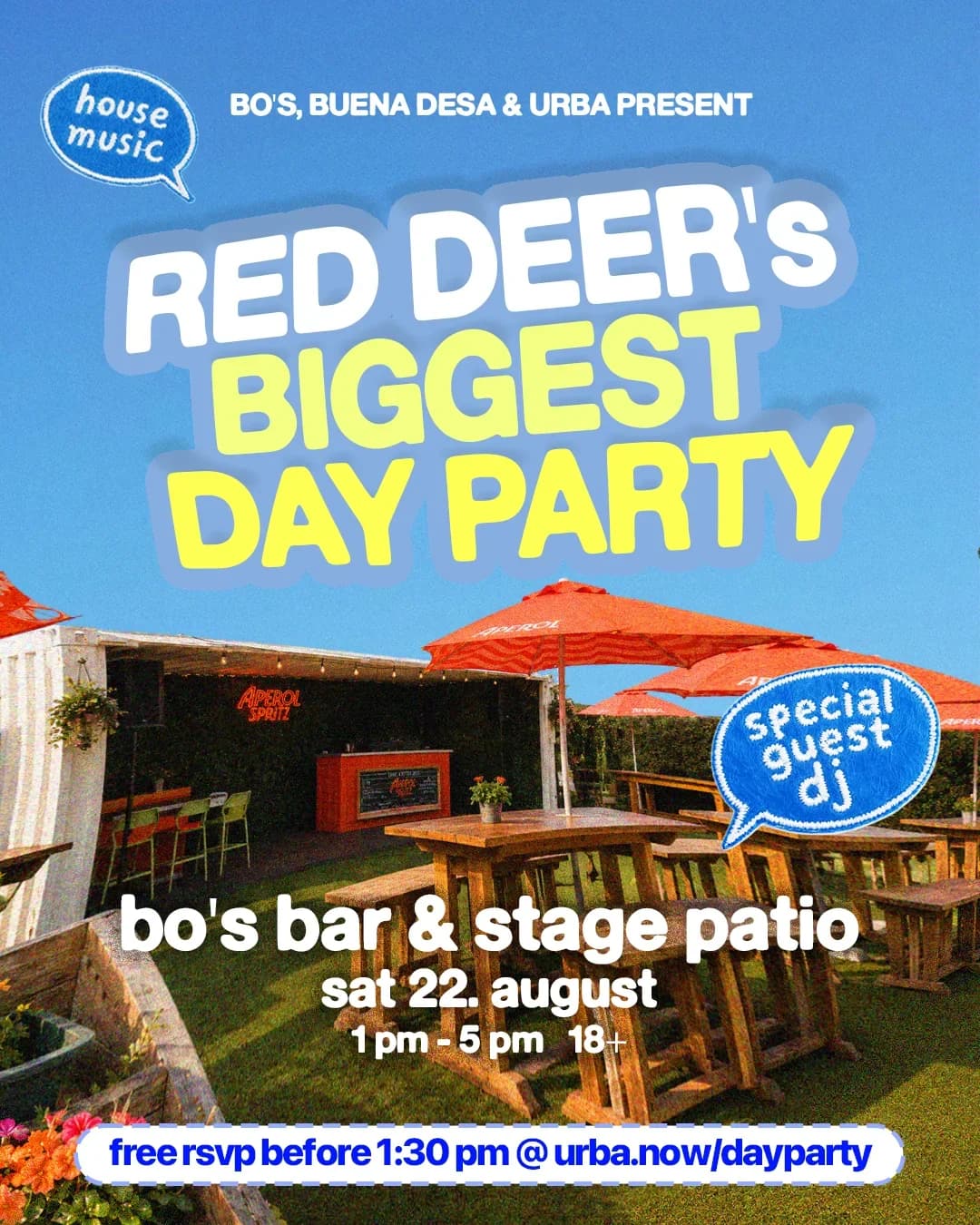 Red Deer's Biggest Day Party @ Bo's Bar & Stage Patio event poster