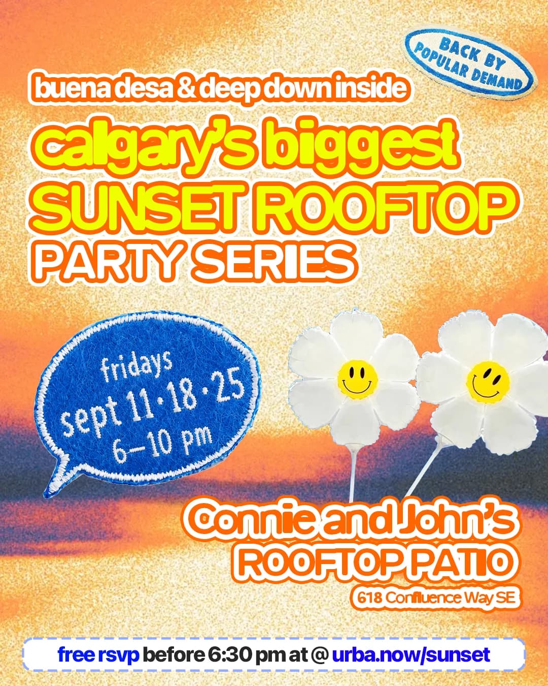 Calgary Sunset Rooftop Series at Connie and John’s Rooftop - Deep Down Inside & Buena Desa event poster