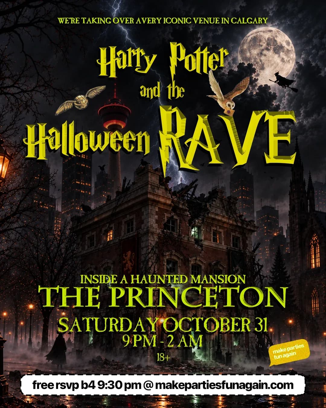 Harry Potter and the Halloween Rave @ The Princeton Calgary event poster