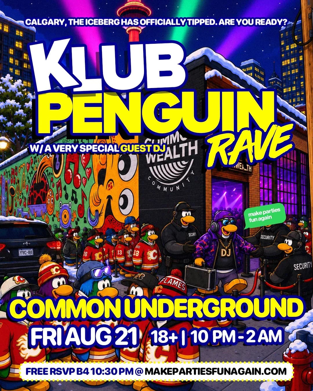 Klub Penguin Rave @ Common Underground Calgary event poster
