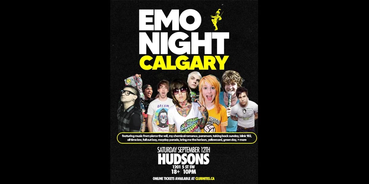 EMO NIGHT @ HUDSONS CALGARY event poster