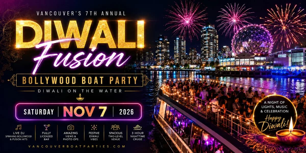 Diwali Fusion Bollywood Boat Party Vancouver 2026 | Diwali On The Water event poster