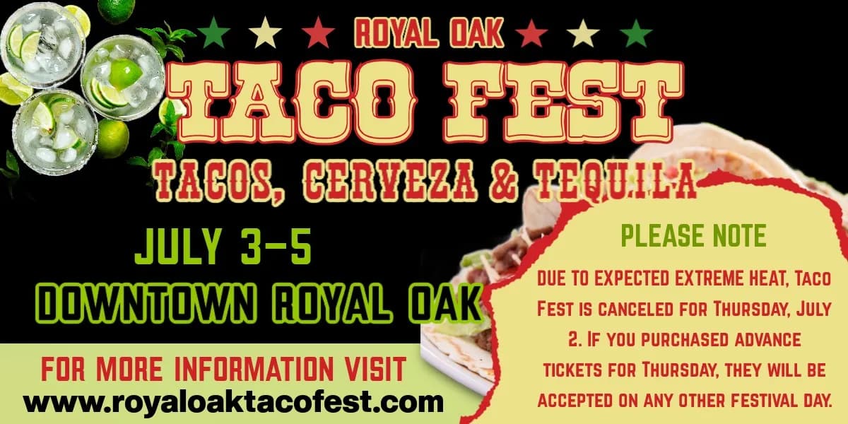 2026 Royal Oak Taco Fest event poster