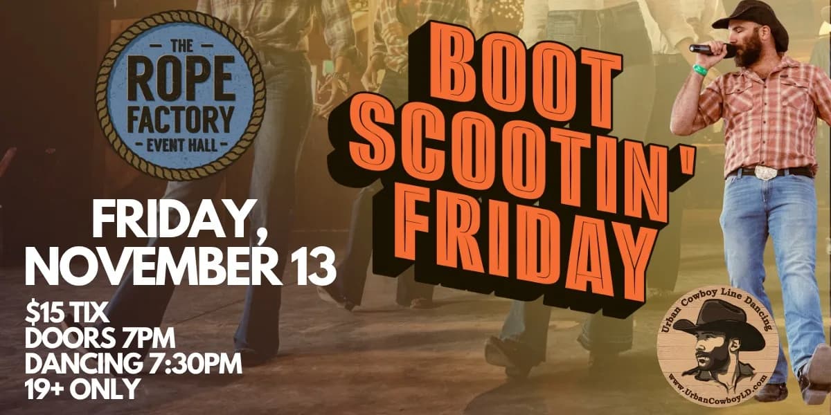 Boot Scootin' Friday event poster