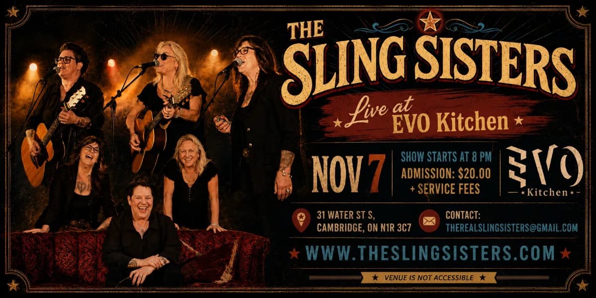 The SLING SISTERS Live at EVO Kitchen, Saturday, November 7, 2026, 8 pm event poster