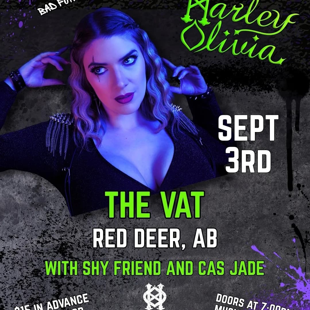 Harley Olivia with Shy Friend and Cas Jade event poster