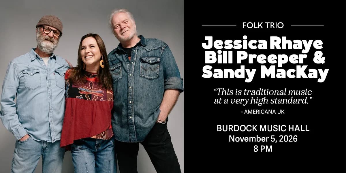 Jessica Rhaye with Bill Preeper & Sandy MacKay event poster