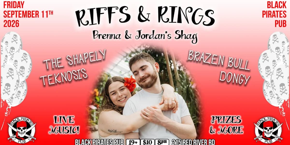 RIFFS & RINGS! BRENNA & JORDAN'S SHAG event poster