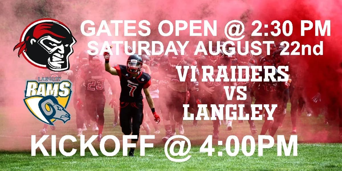 VI Raiders/Langley Rams event poster