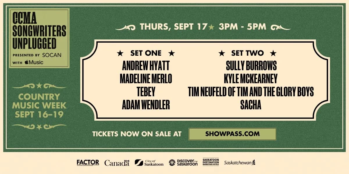 CCMA Songwriters Unplugged 2 presented by SOCAN with Apple Music event poster