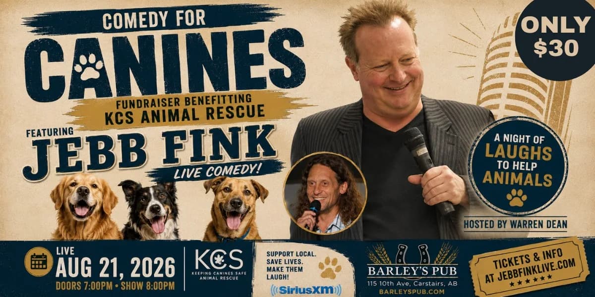 Comedy for Canines - Fundraiser benefitting KCS Animal Rescue feat Jebb Fink event poster