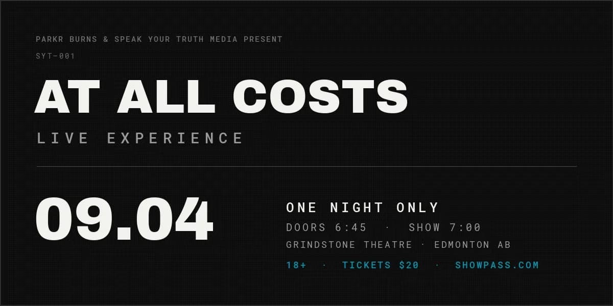 THE AT ALL COSTS LIVE EXPERIENCE event poster