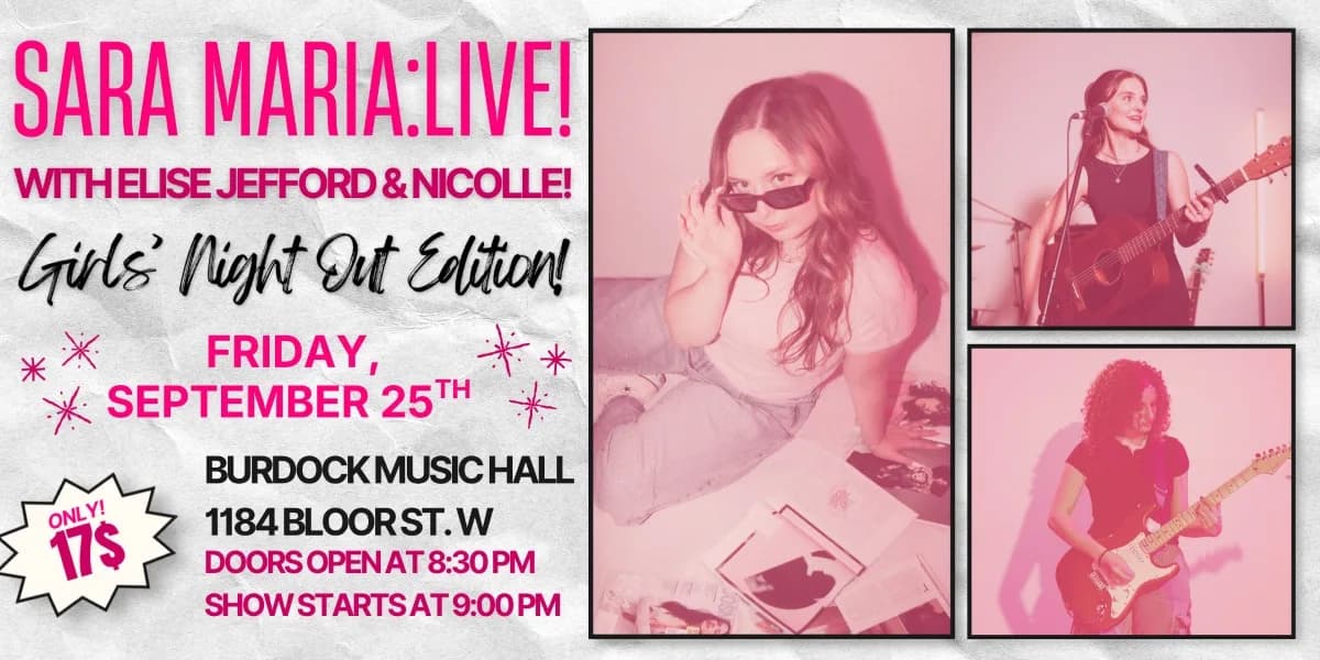Sara Maria:Live! with Elise Jefford & NICOLLE! Girls' Night Out Edition! event poster