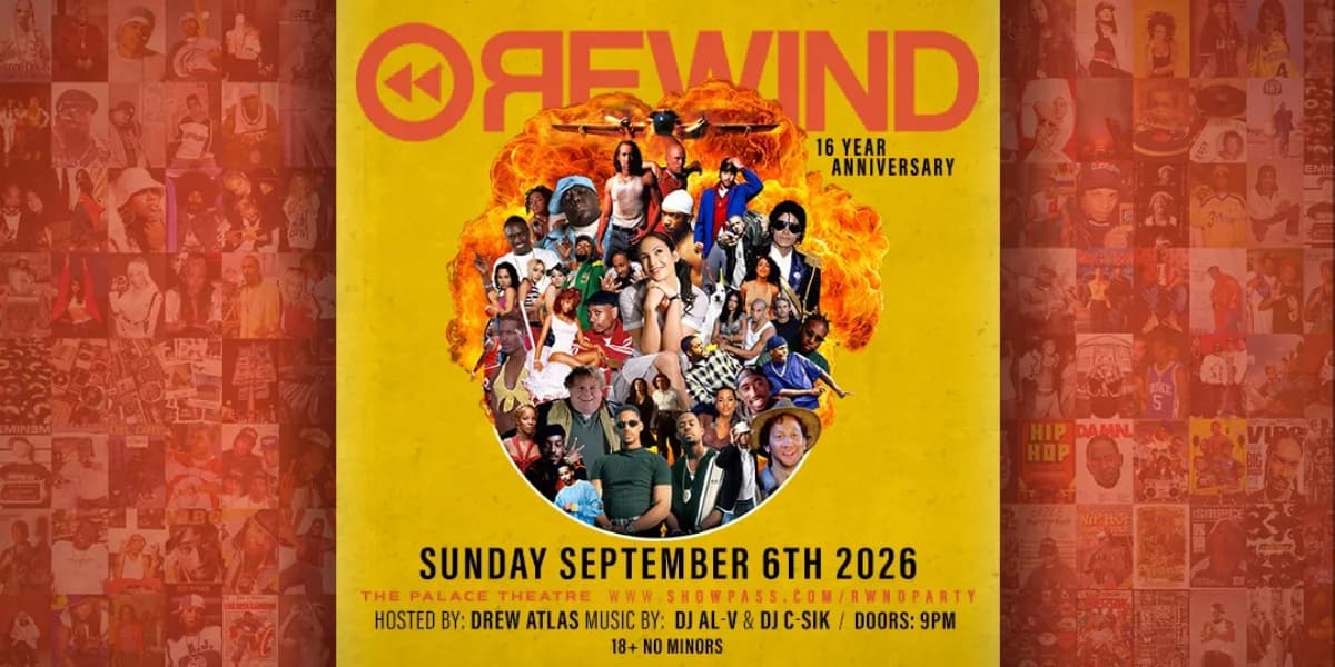 Rewind 16 Year Anniversary event poster