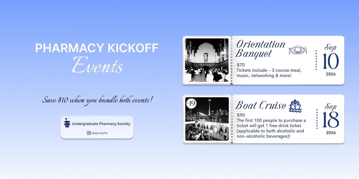 U of T Pharmacy Orientation Events 2026 event poster