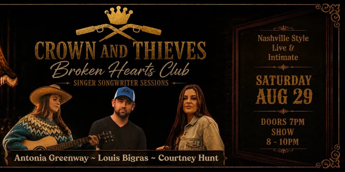Antonia Greenway, Louis Bigras & Courtney Hunt event poster
