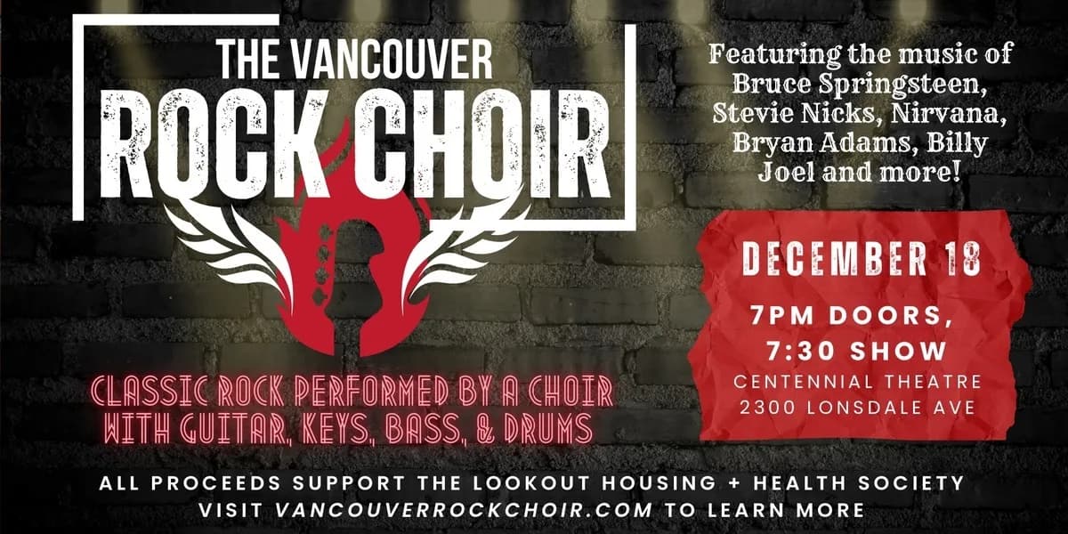 The Vancouver Rock Choir event poster