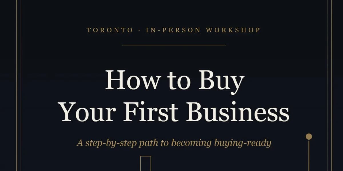 Buy Your First Business Toronto Workshop event poster
