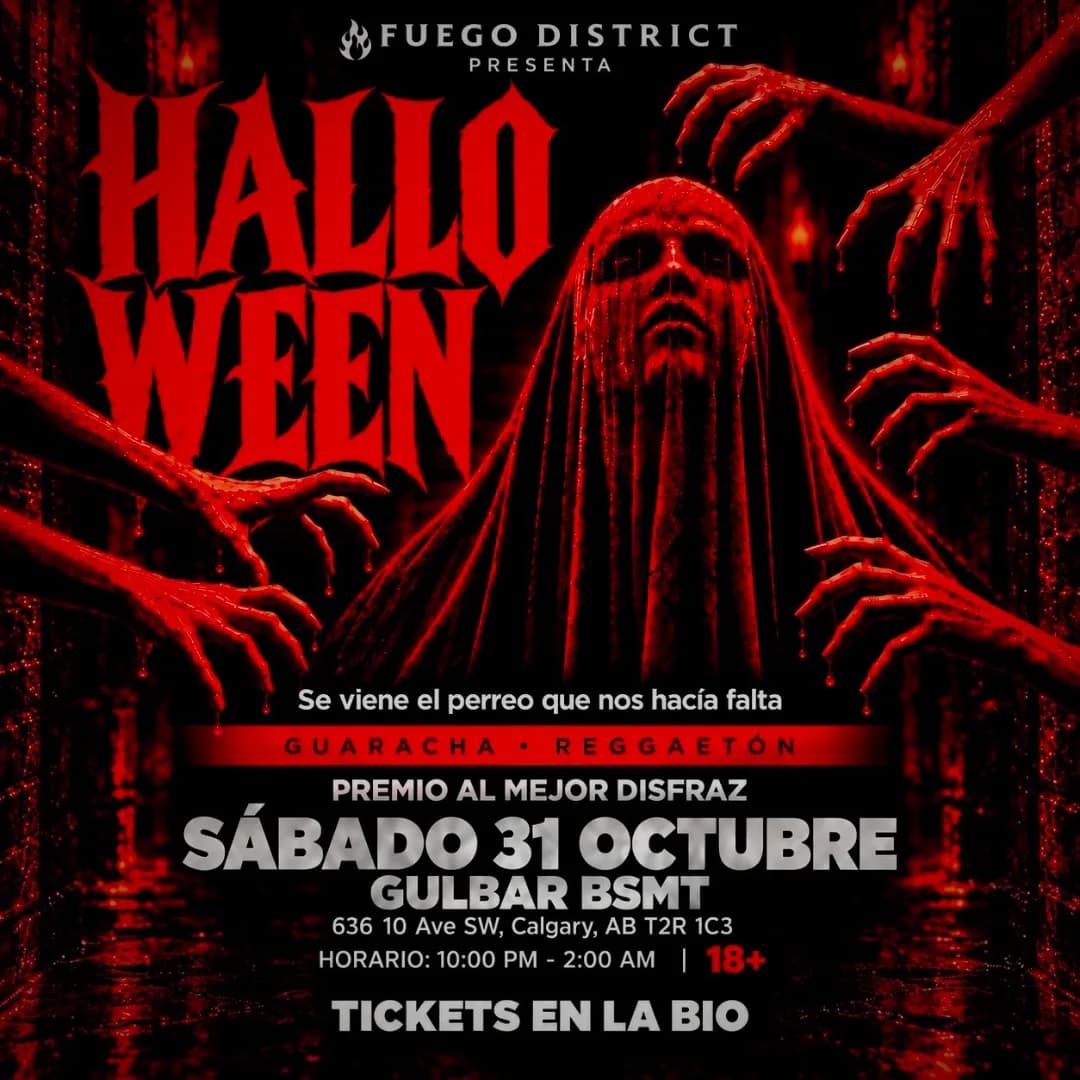 Halloween by fuego district event poster