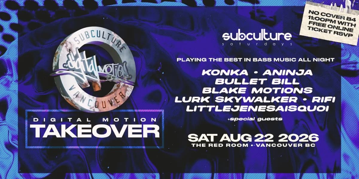 Digital Motion takeover at SUBculture Saturdays event poster