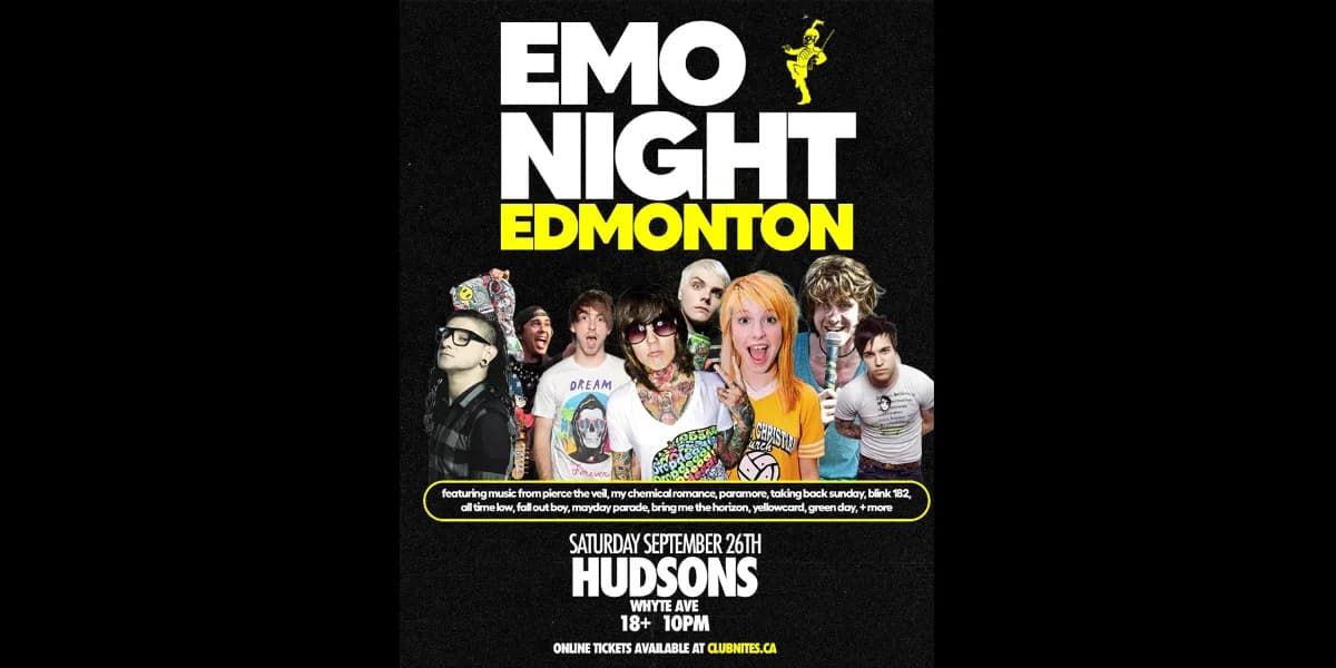 EMO NIGHT @ HUDSONS WHYTE AVE event poster