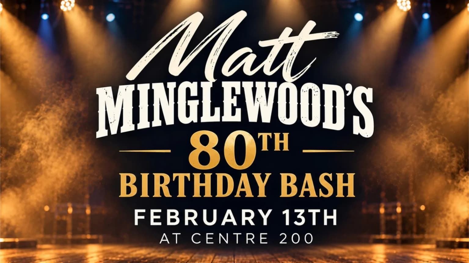 Matt Minglewood's 80th Birthday Bash event poster