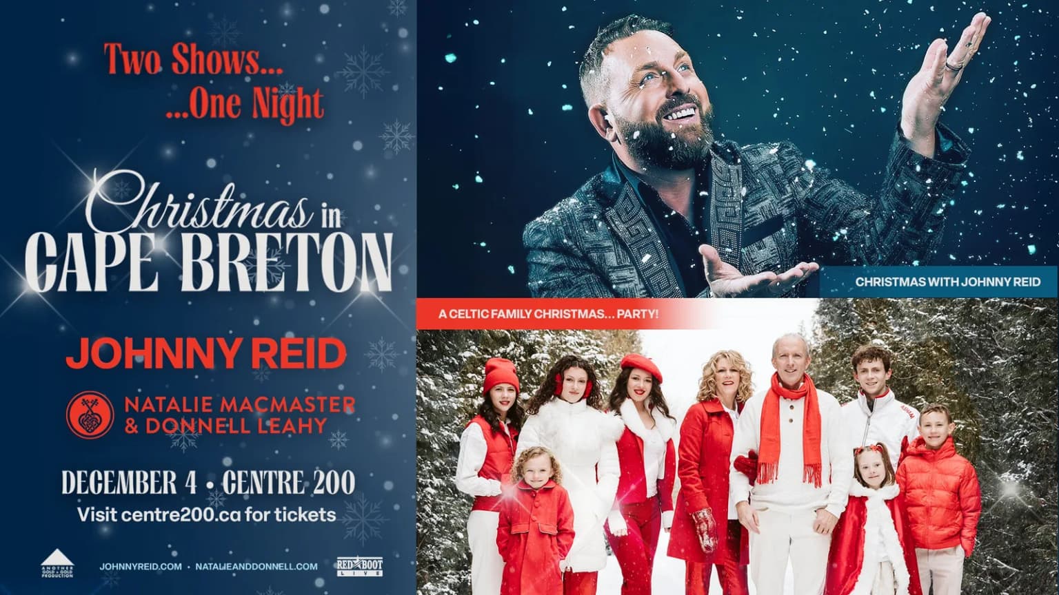 Christmas with Johnny Reid, Natalie MacMaster and Donnell Leahy event poster
