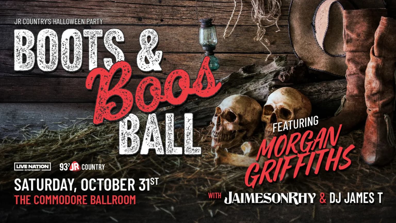 JR Country's Boots and Boos Halloween Party event poster