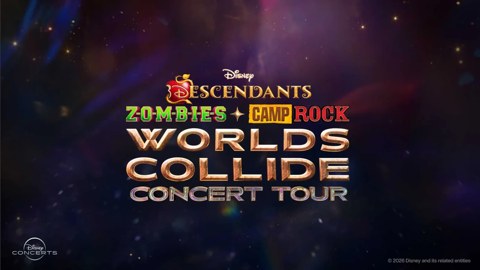 Disney Descendants, ZOMBIES & Camp Rock: Worlds Collide Concert Tour event poster