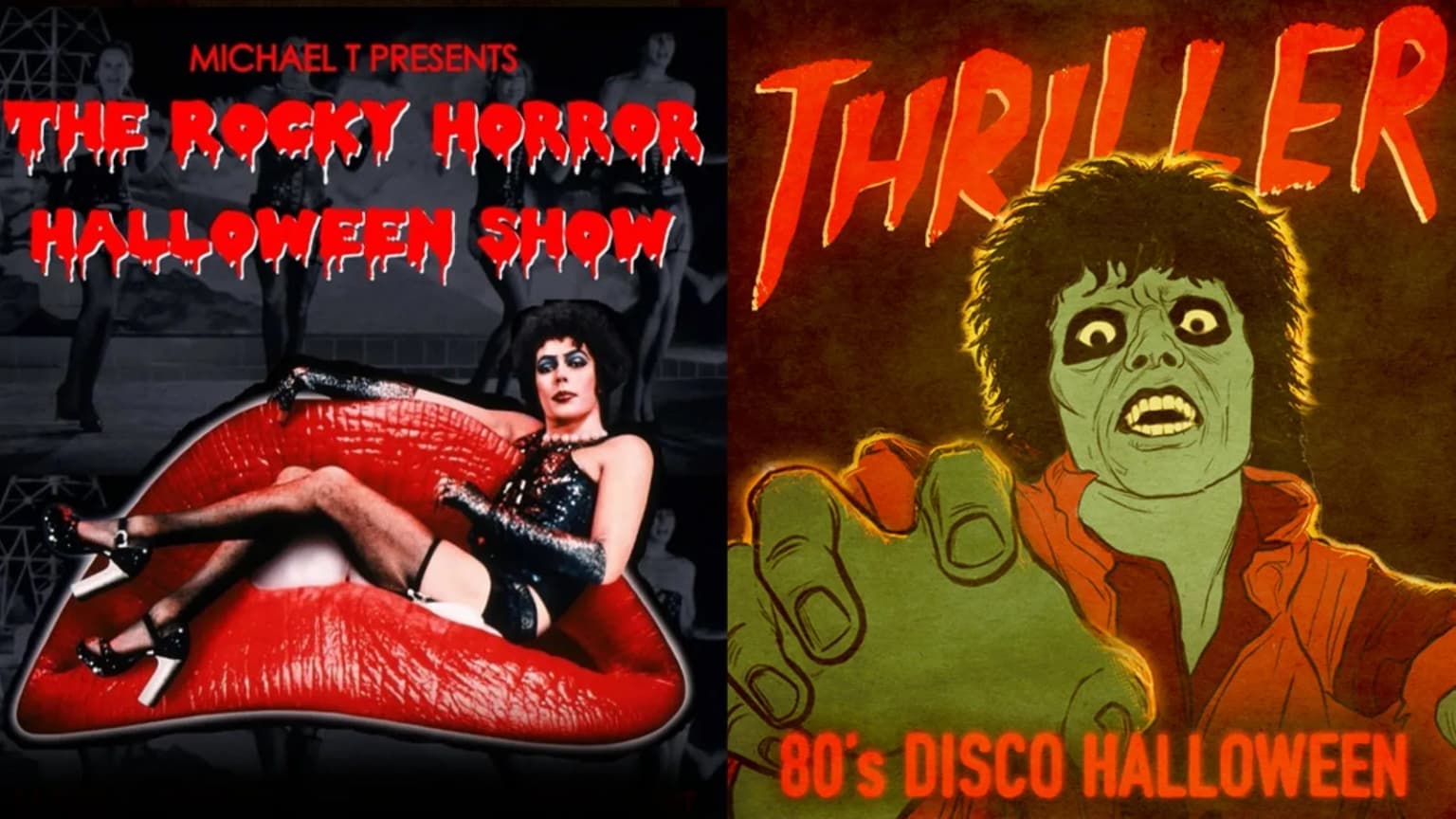 The Rocky Horror Halloween Show + Thriller: 80s Disco Halloween Night event poster