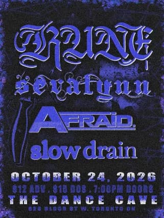 Sevalynn Fall Tour 2026 Toronto - Rune, Sevalynn, Afraid., event poster