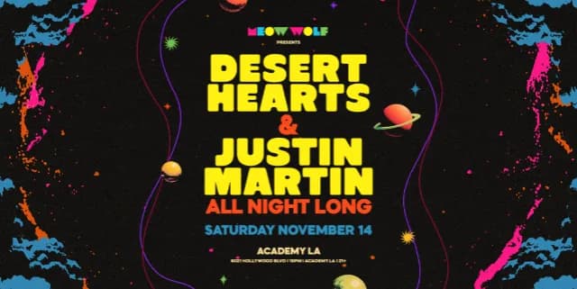 Desert Hearts x Justin Martin: All Night Long event poster