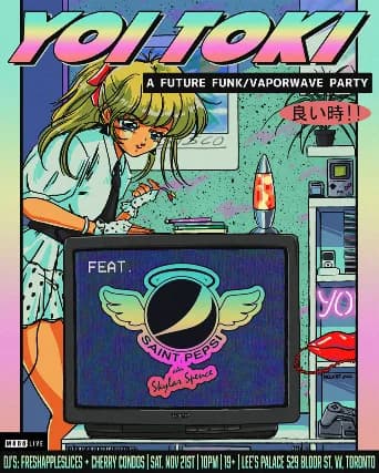 Yoi Toki - A Future Funk/Vaporwave Party feat. Saint Pepsi event poster