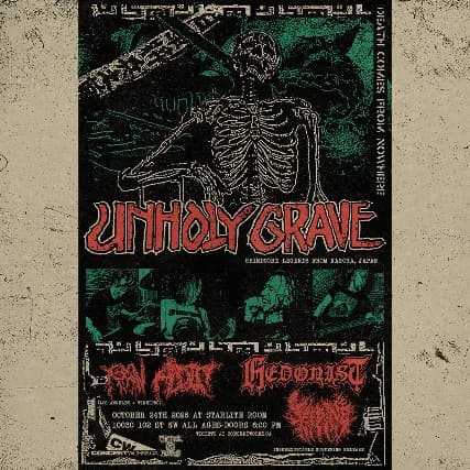 UNHOLY GRAVE w/ HEDONIST, RAW ADDICT & FEEDING event poster