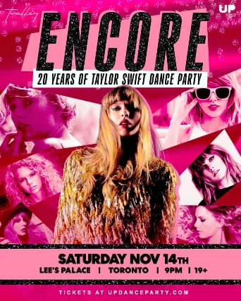 ENCORE: 20 Years of Taylor Swift Dance Party event poster