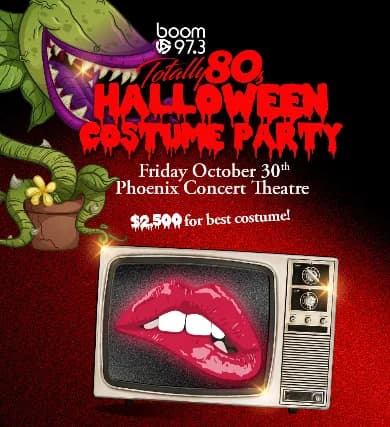 boom 97.3 Totally 80's Halloween Costume Party event poster