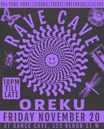 RAVE CAVE event poster