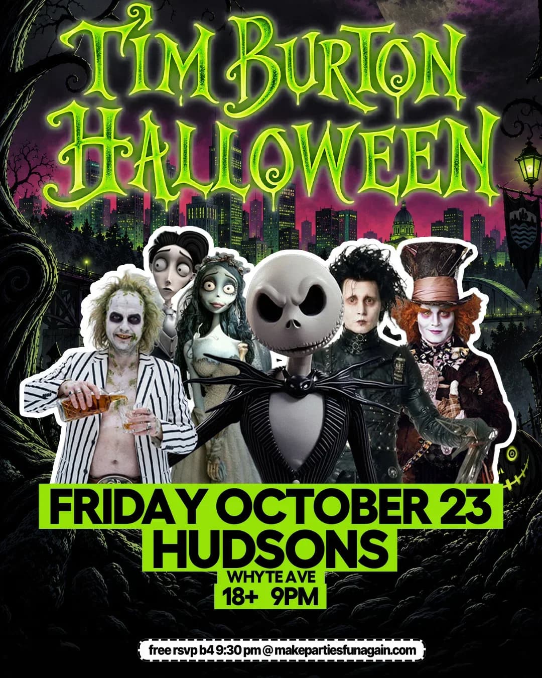 Tim Burton Halloween Ball @ Hudsons Whyte Edmonton event poster