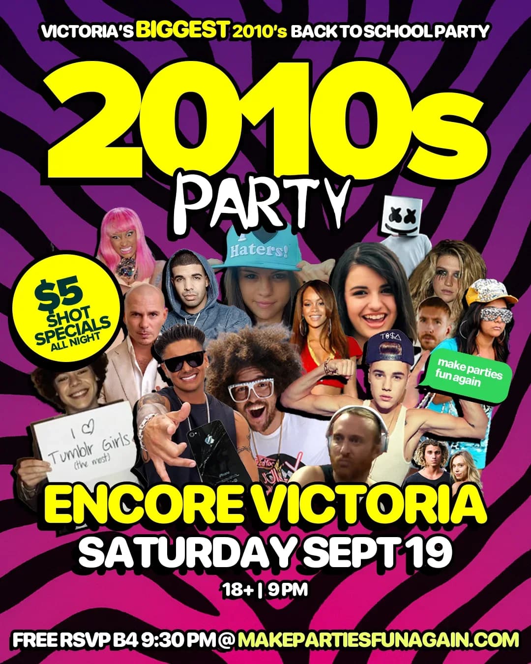 Victoria 2010s Night at Encore Victoria event poster